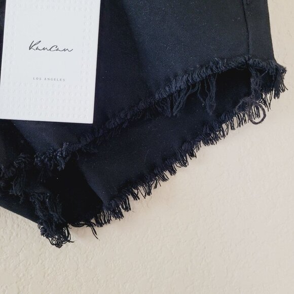 Kancan Womens Cut Off Jean Shorts Size 3/25 Dark Wash Raw Hem Stretch Nwt - Picture 5 of 8